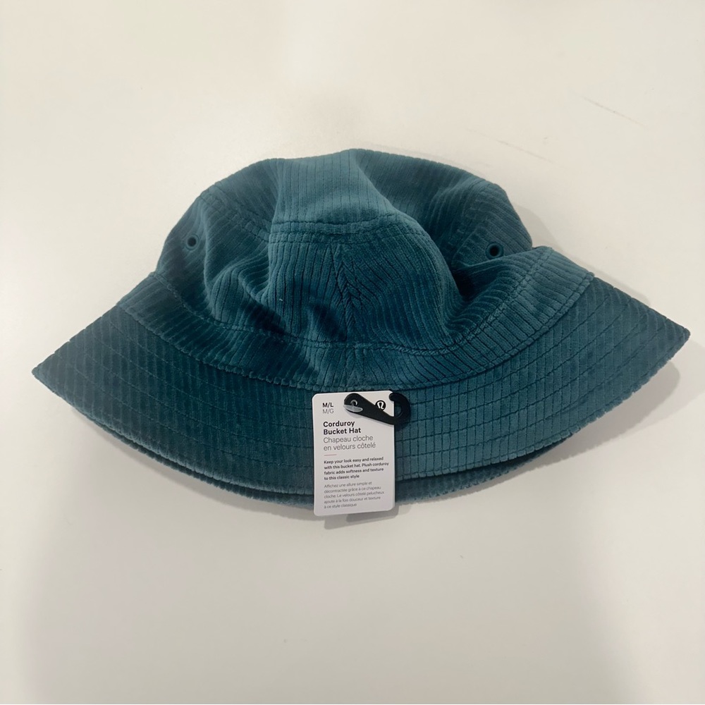 Lululemon teal blue corduroy bucket hat New with Tags M/L